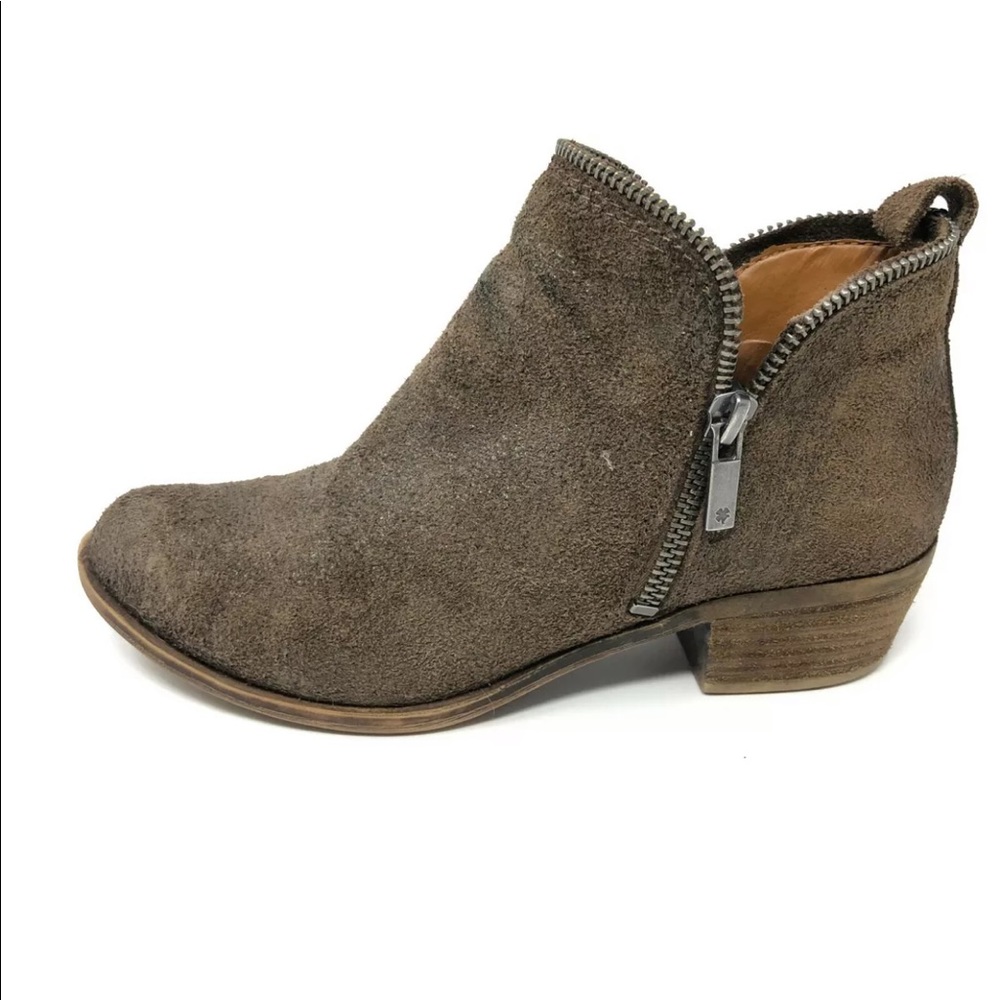 Lucky Brand BARTALINO Beige Zipper Ankle Boots 5